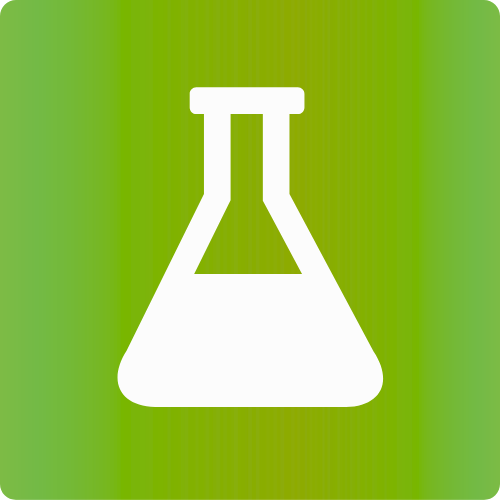 Laboratory flask icon representing scientific research and experiments.