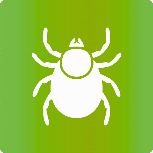 Tick control icon on green background.