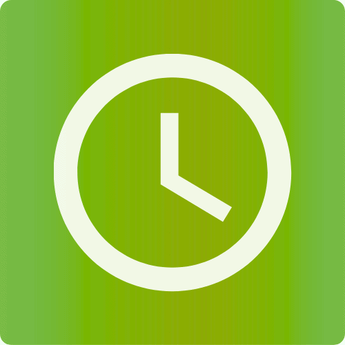 Green clock icon representing time management and scheduling.