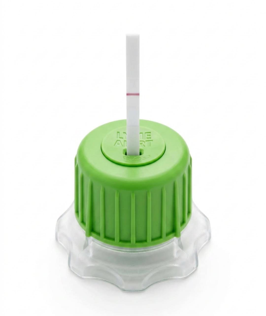 Lyme Disease Test Kit Lyme disease test kit with a test strip and green cap for quick diagnosis.